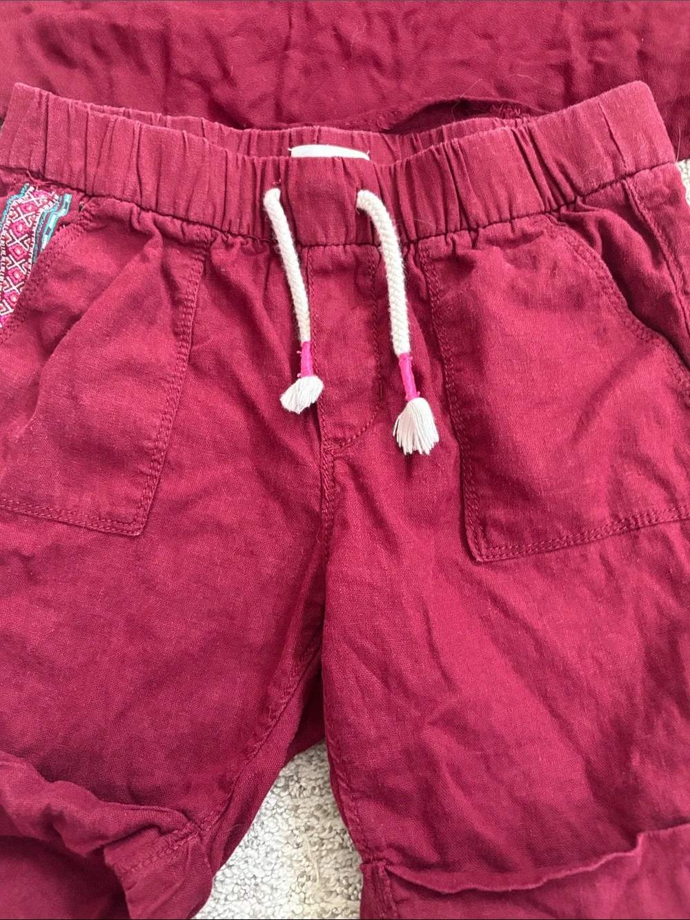 Old Navy Girls Burgundy Maroon Set Embroidered Stiching Size Large